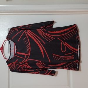 Thin silky blouse in black and red, size small.  Never worn.